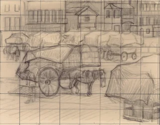 Hay Carts, Cumberland Market, c.1915